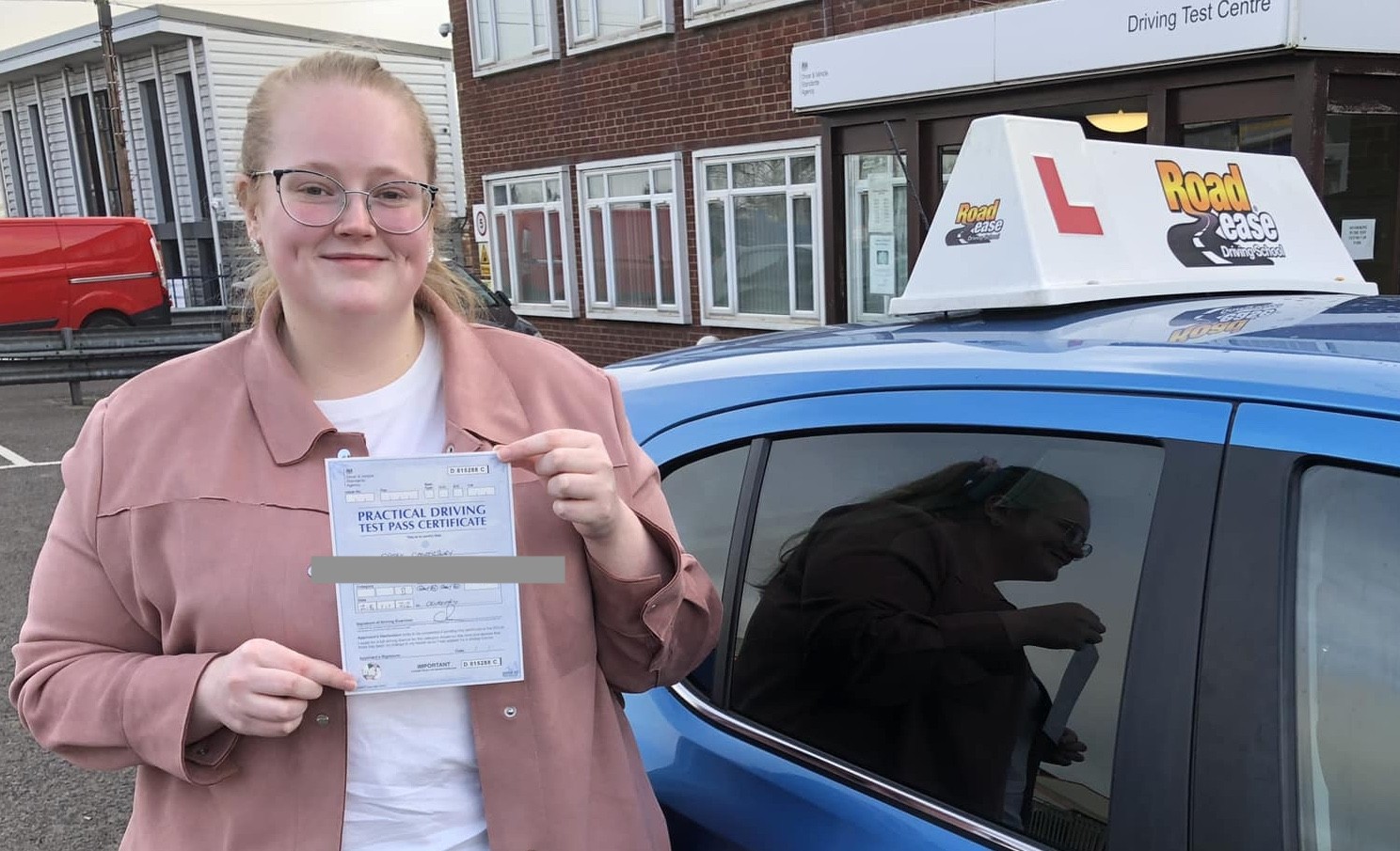 Casey Canterbury of Bridlington passed her practical driving test with Rugby School of Motoring