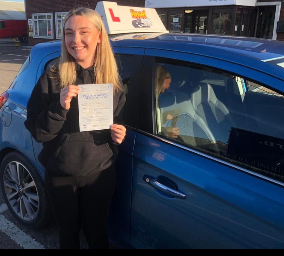Abi Jo Healey of Bridlington passed his practical driving test with RoadEase Driving School