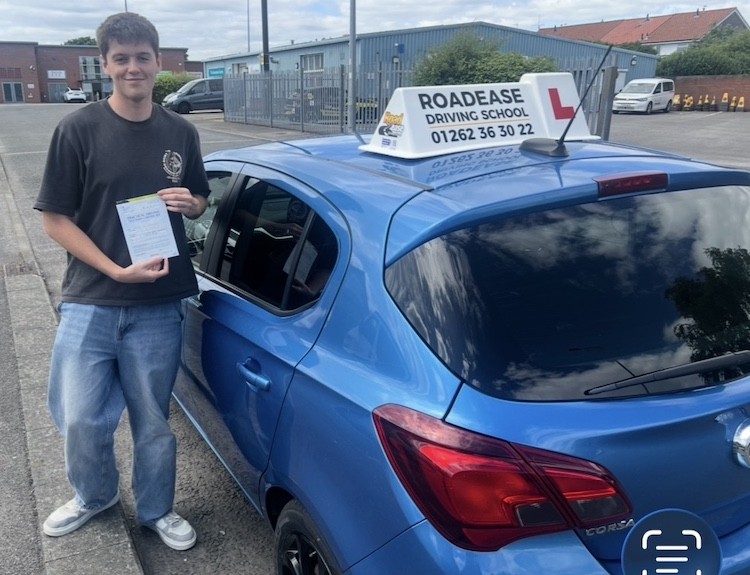 Louis Cannings of Bridlington passed his practical driving test with RoadEase Driving School